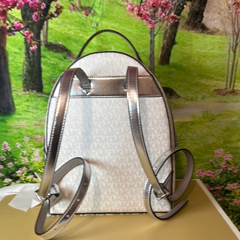 Michael Kors White Monogram Backpack Dome-Shaped Design NWT ( No Box ) Sheila - Picture 9 of 17